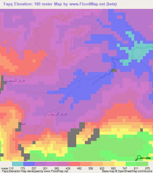 Fayq,Oman Elevation Map