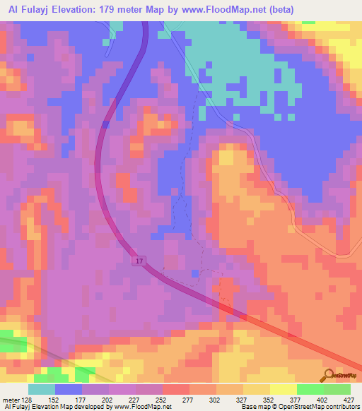 Al Fulayj,Oman Elevation Map