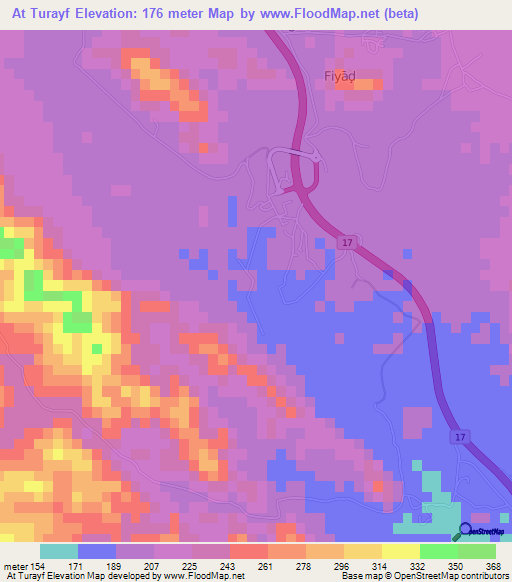 At Turayf,Oman Elevation Map