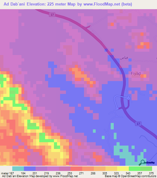 Ad Dab`ani,Oman Elevation Map