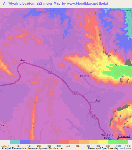 Al `Afyah,Oman Elevation Map