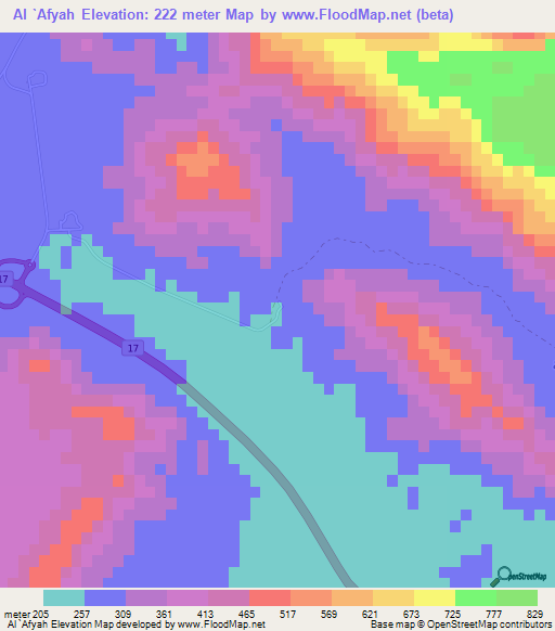 Al `Afyah,Oman Elevation Map