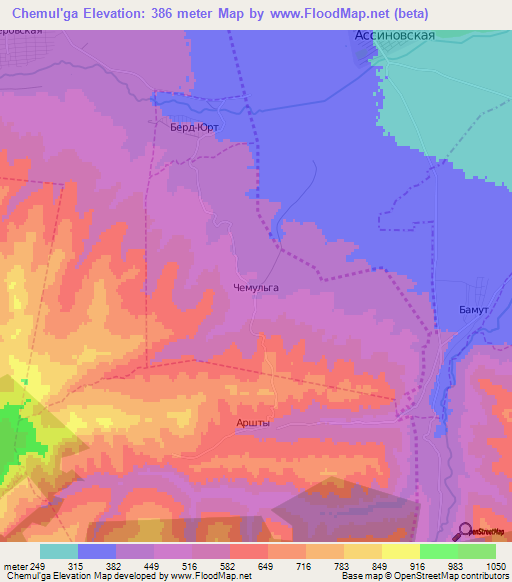 Chemul'ga,Russia Elevation Map