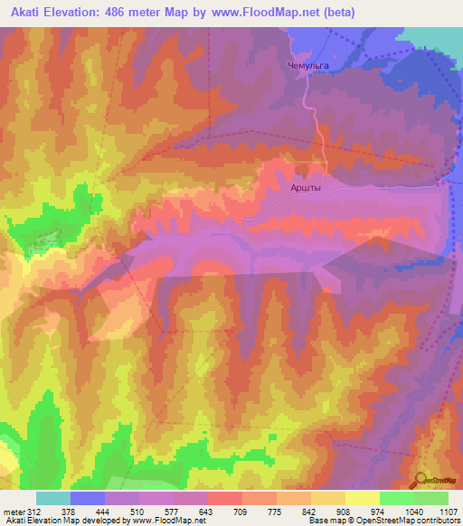 Akati,Russia Elevation Map