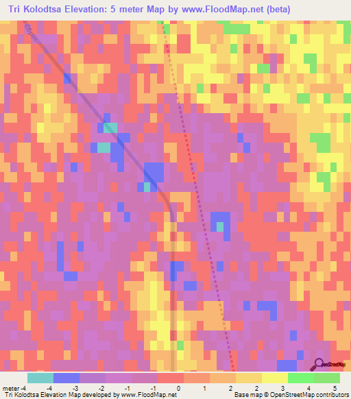 Tri Kolodtsa,Russia Elevation Map