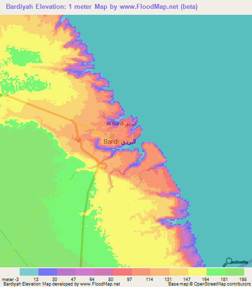 Bardiyah,Libya Elevation Map