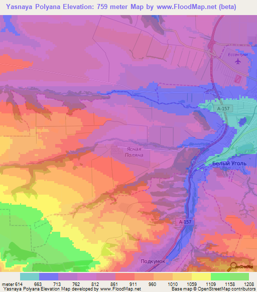 Yasnaya Polyana,Russia Elevation Map