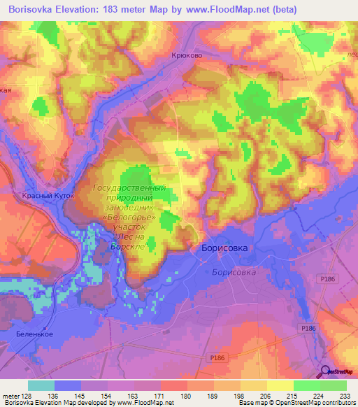 Borisovka,Russia Elevation Map