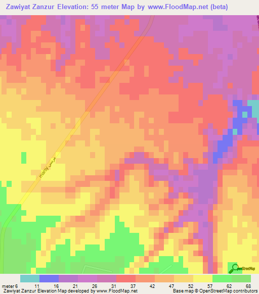 Zawiyat Zanzur,Libya Elevation Map