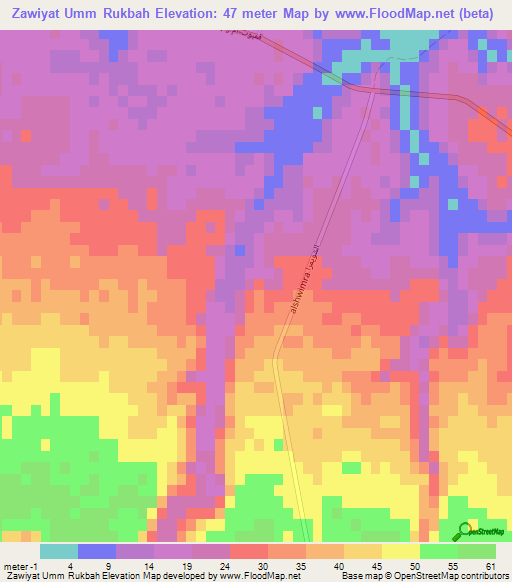 Zawiyat Umm Rukbah,Libya Elevation Map