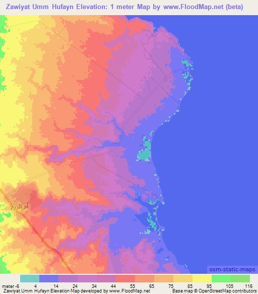 Zawiyat Umm Hufayn,Libya Elevation Map