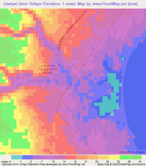 Zawiyat Umm Hufayn,Libya Elevation Map