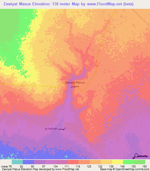 Zawiyat Masus,Libya Elevation Map