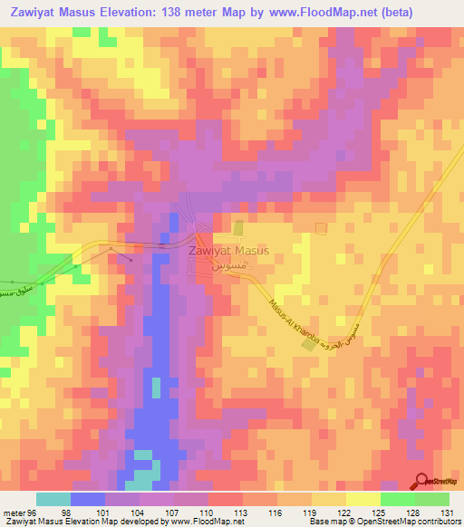 Zawiyat Masus,Libya Elevation Map