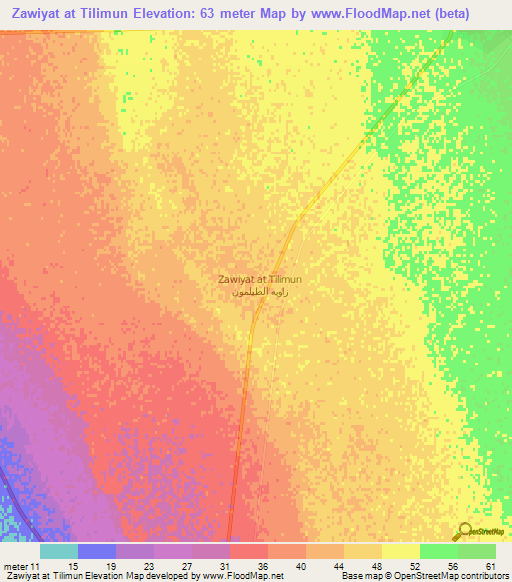 Zawiyat at Tilimun,Libya Elevation Map