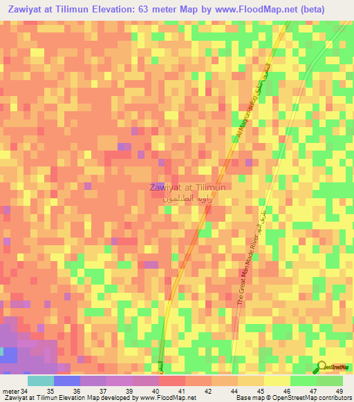 Zawiyat at Tilimun,Libya Elevation Map