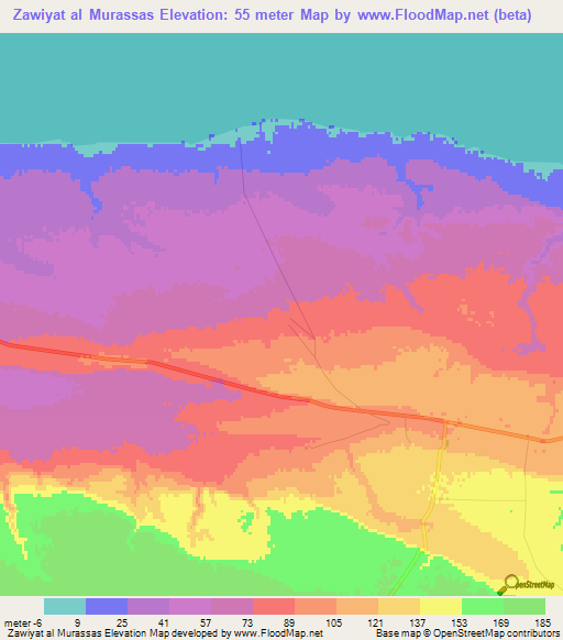 Zawiyat al Murassas,Libya Elevation Map