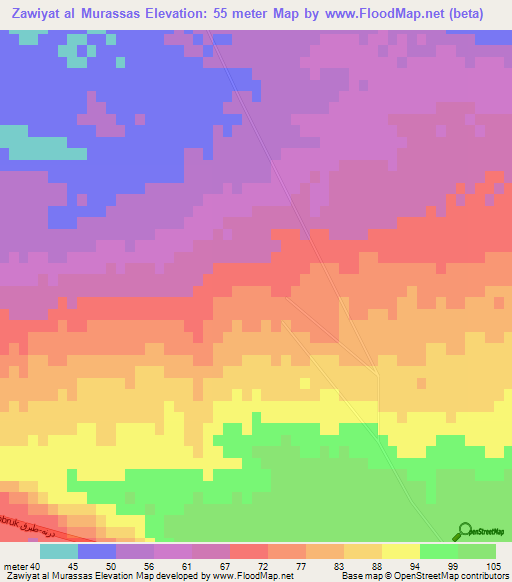 Zawiyat al Murassas,Libya Elevation Map