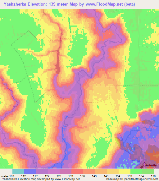 Yashzherka,Russia Elevation Map