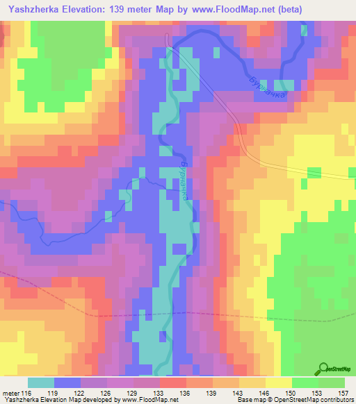 Yashzherka,Russia Elevation Map