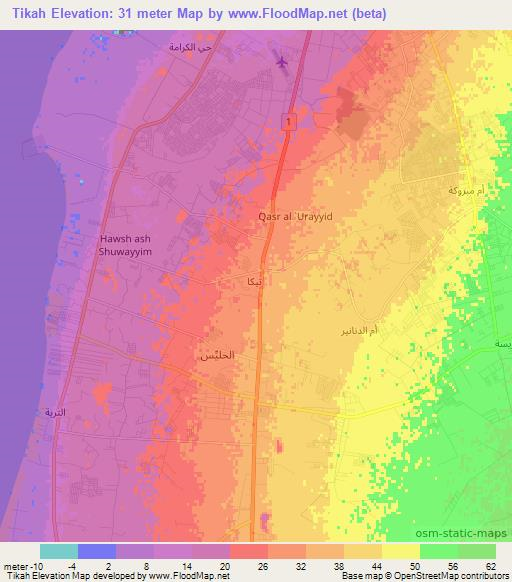 Tikah,Libya Elevation Map