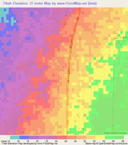 Tikah,Libya Elevation Map