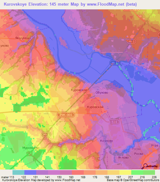 Kurovskoye,Russia Elevation Map