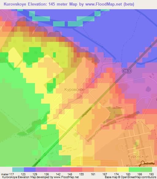 Kurovskoye,Russia Elevation Map