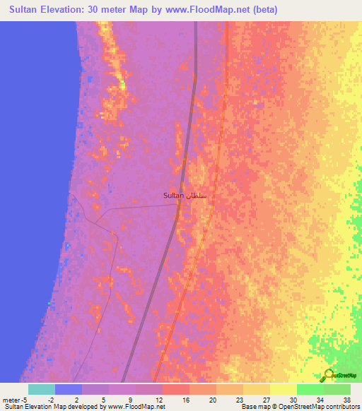 Sultan,Libya Elevation Map