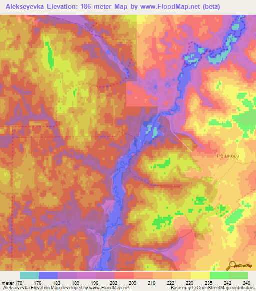 Alekseyevka,Russia Elevation Map