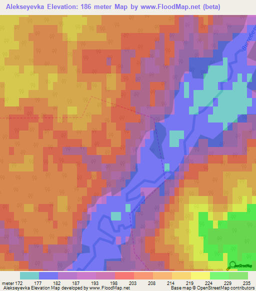 Alekseyevka,Russia Elevation Map