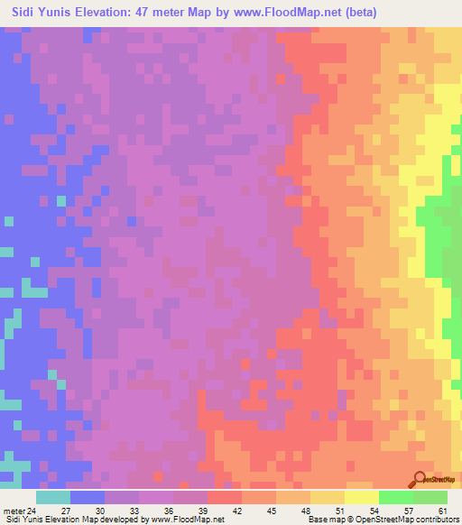 Sidi Yunis,Libya Elevation Map