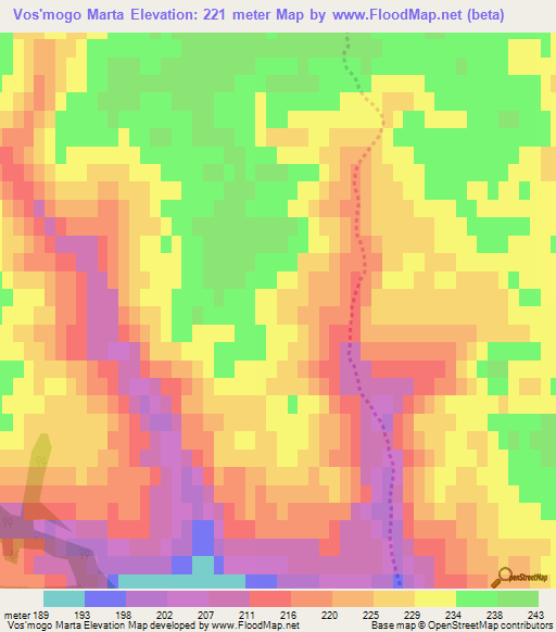 Vos'mogo Marta,Russia Elevation Map