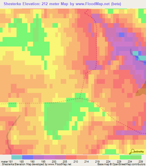 Shesterka,Russia Elevation Map