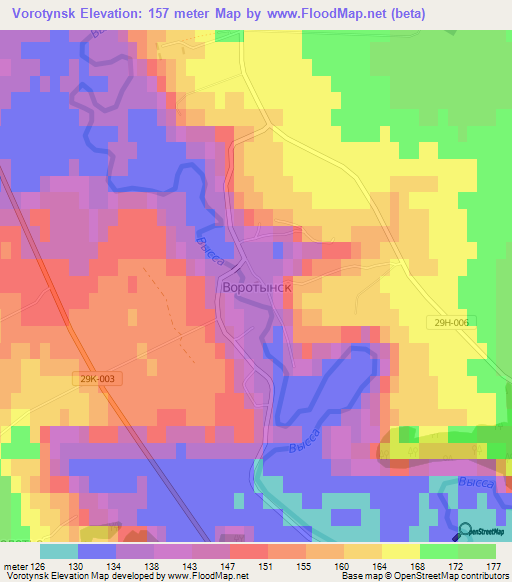 Vorotynsk,Russia Elevation Map