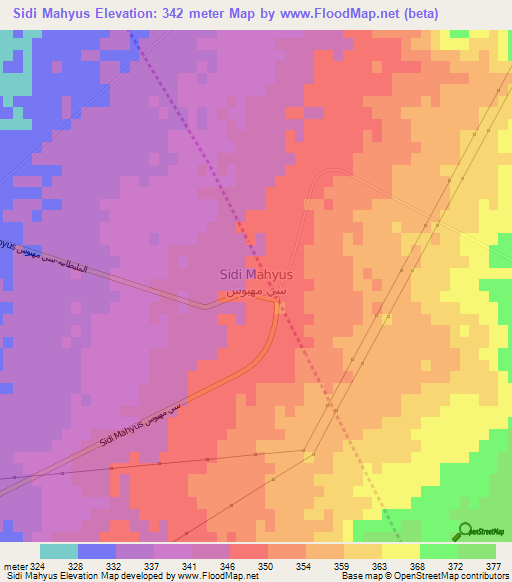 Sidi Mahyus,Libya Elevation Map