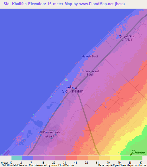 Sidi Khalifah,Libya Elevation Map