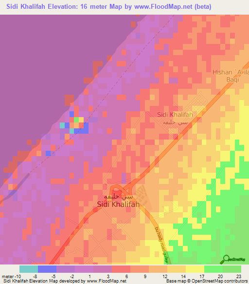 Sidi Khalifah,Libya Elevation Map