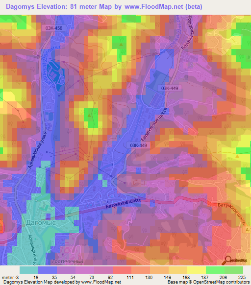 Dagomys,Russia Elevation Map