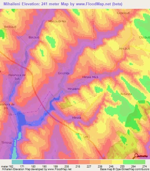 Mihaileni,Moldova Elevation Map