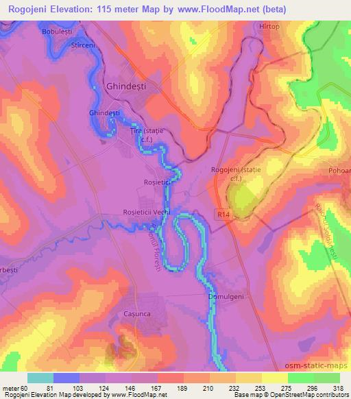 Rogojeni,Moldova Elevation Map