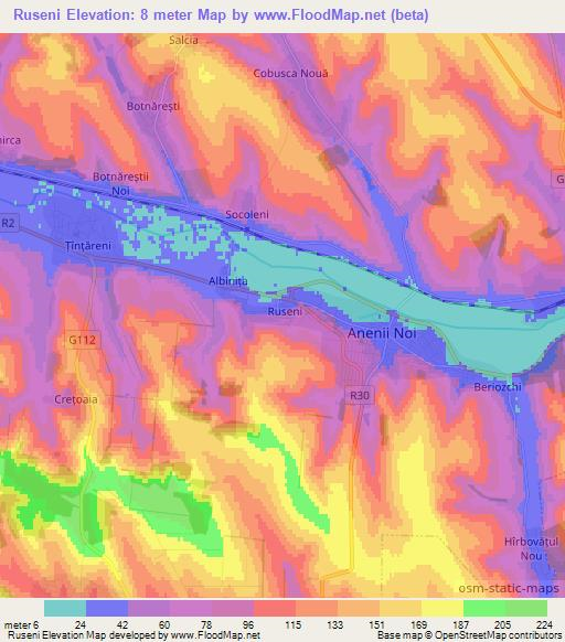 Ruseni,Moldova Elevation Map