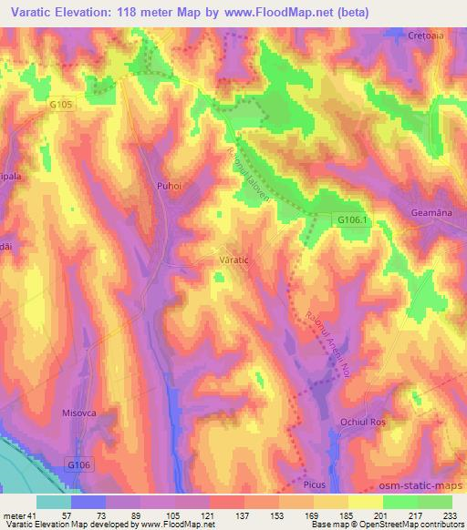 Varatic,Moldova Elevation Map