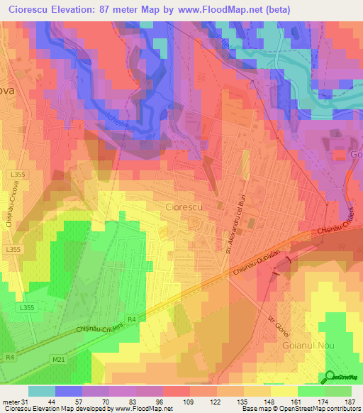 Ciorescu,Moldova Elevation Map