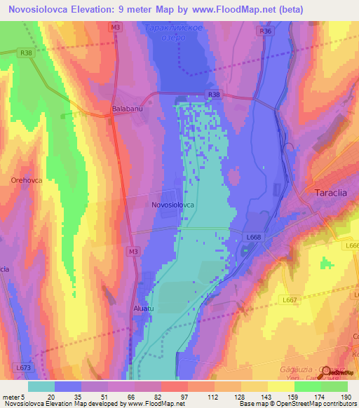 Novosiolovca,Moldova Elevation Map