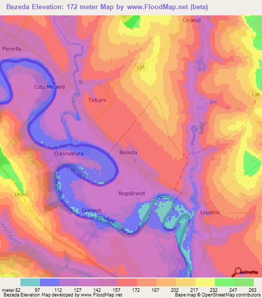 Bezeda,Moldova Elevation Map