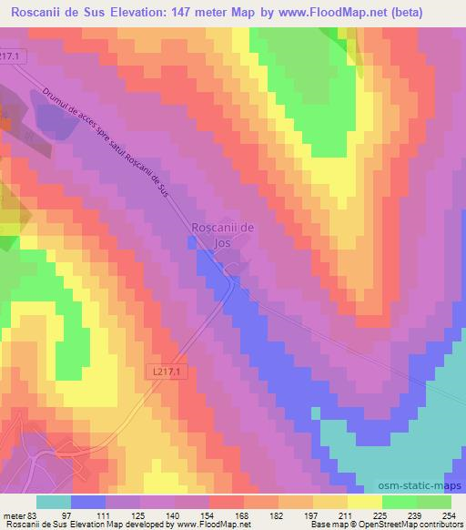 Roscanii de Sus,Moldova Elevation Map