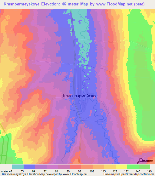 Krasnoarmeyskoye,Russia Elevation Map