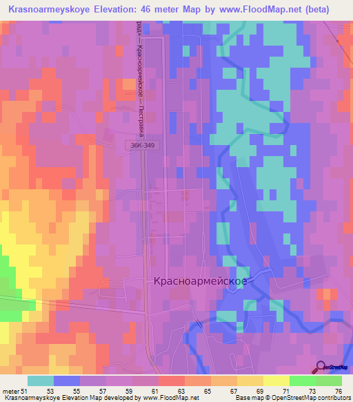 Krasnoarmeyskoye,Russia Elevation Map