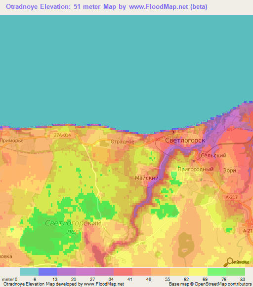 Otradnoye,Russia Elevation Map